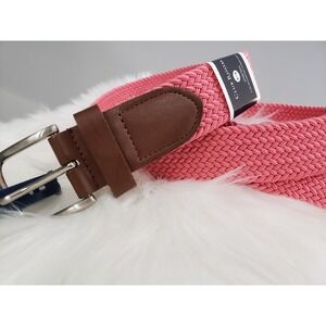 NEW -Club Room Stretch Braided Woven Belt Men's S/M 30-36 Pink Golf Prep